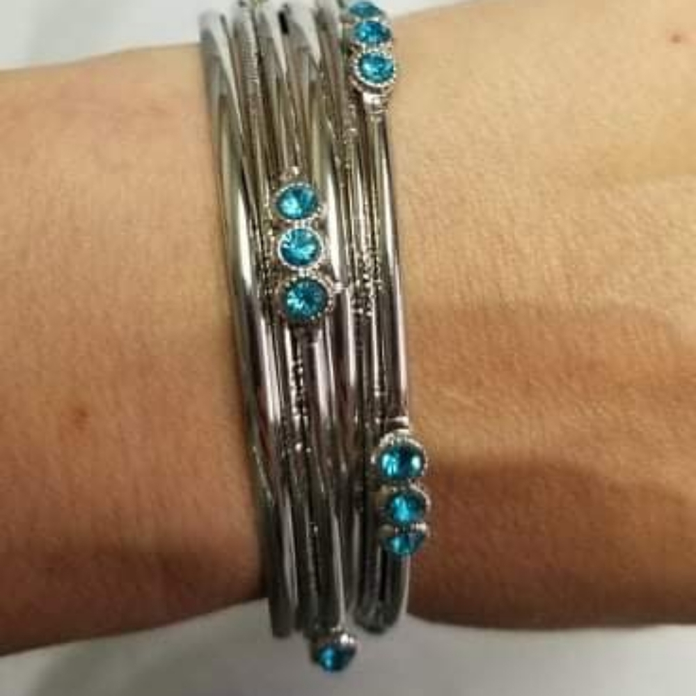 Stackable Sparkle Blue Bracelet - Picture 1 of 5